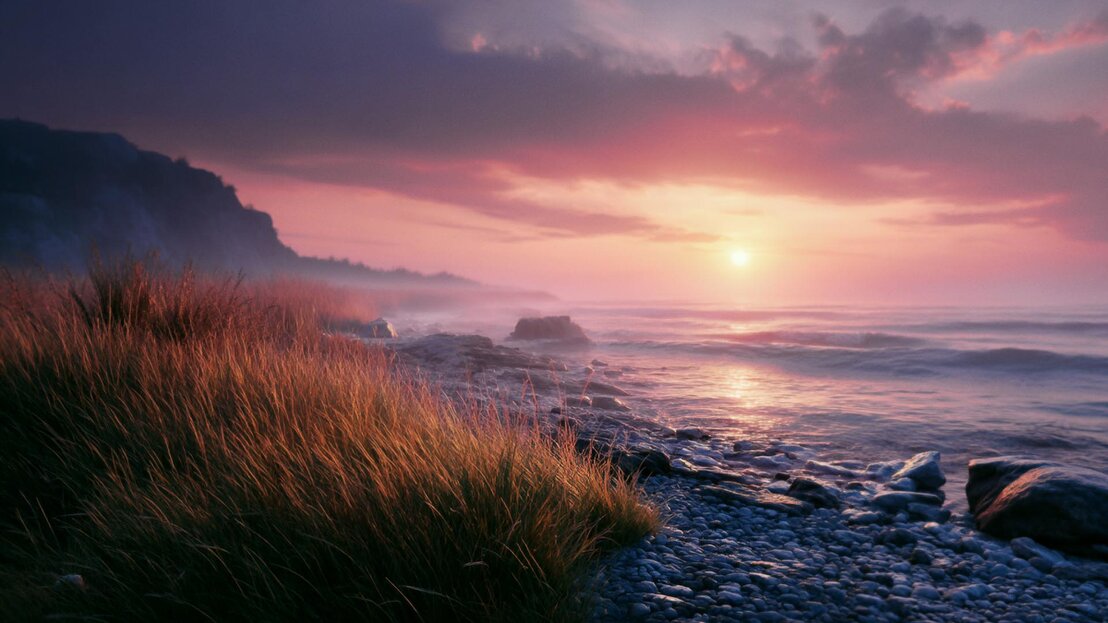 Luce d’alba su paesaggio fantastico