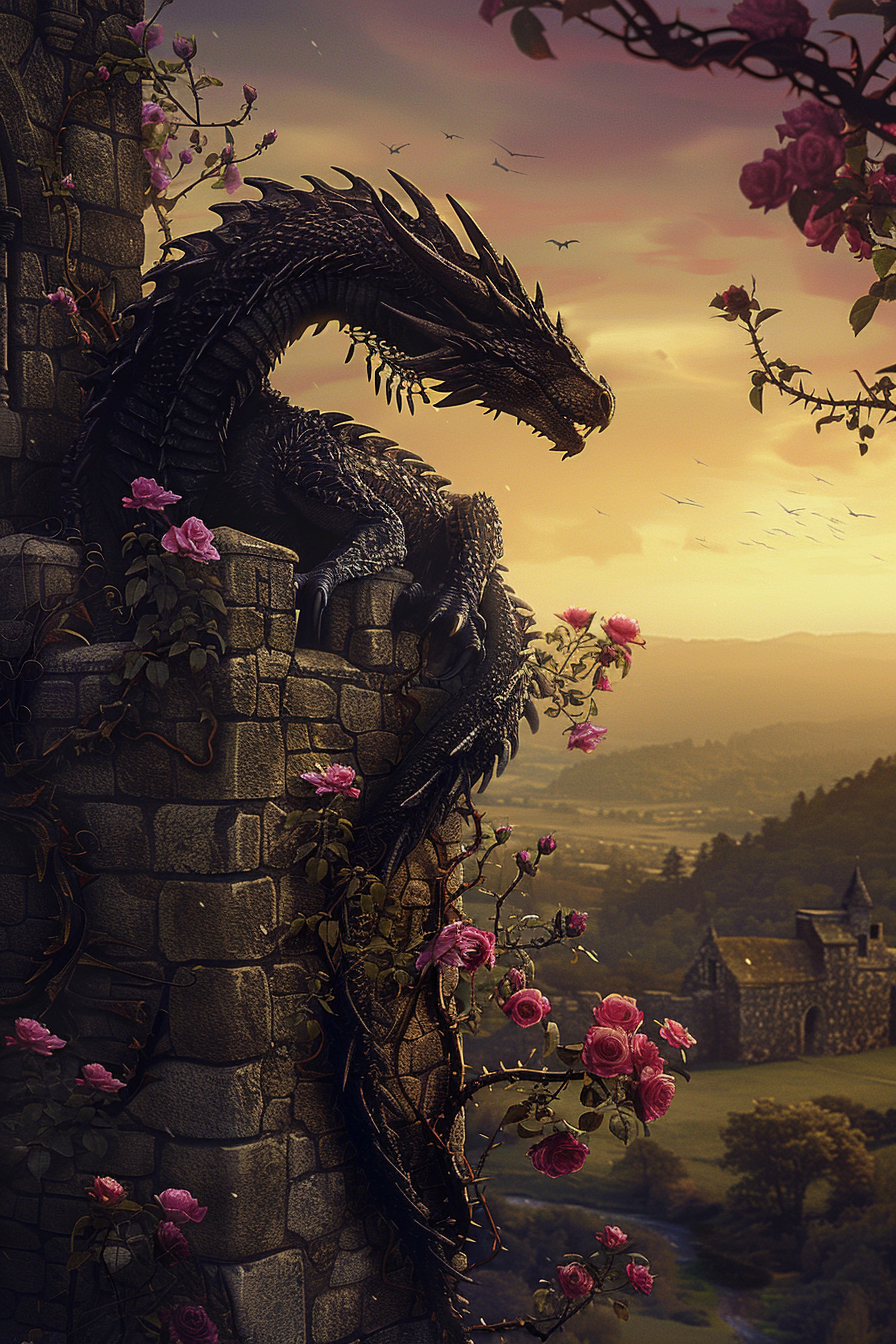 Copertina con castello e rosa luminosa